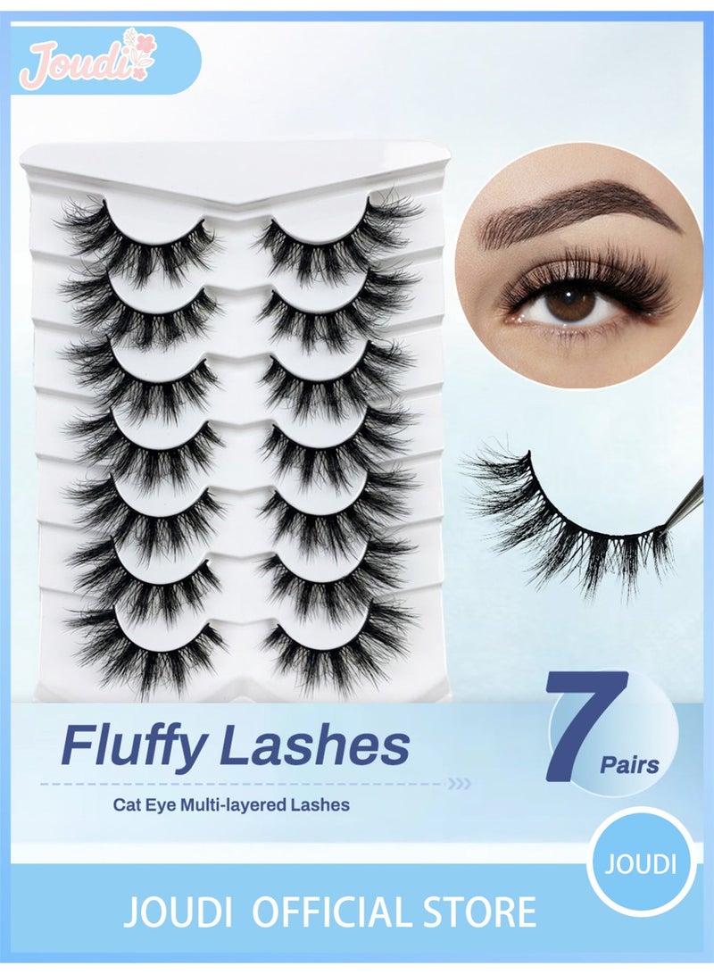Joudi 【7 Pairs】Handmade Cat Eye False Eyelashes - Fluffy & Natural Volume, Comfortable All Day ✨ - Image 2